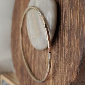 B2430 etched patterned multi metal bracelet